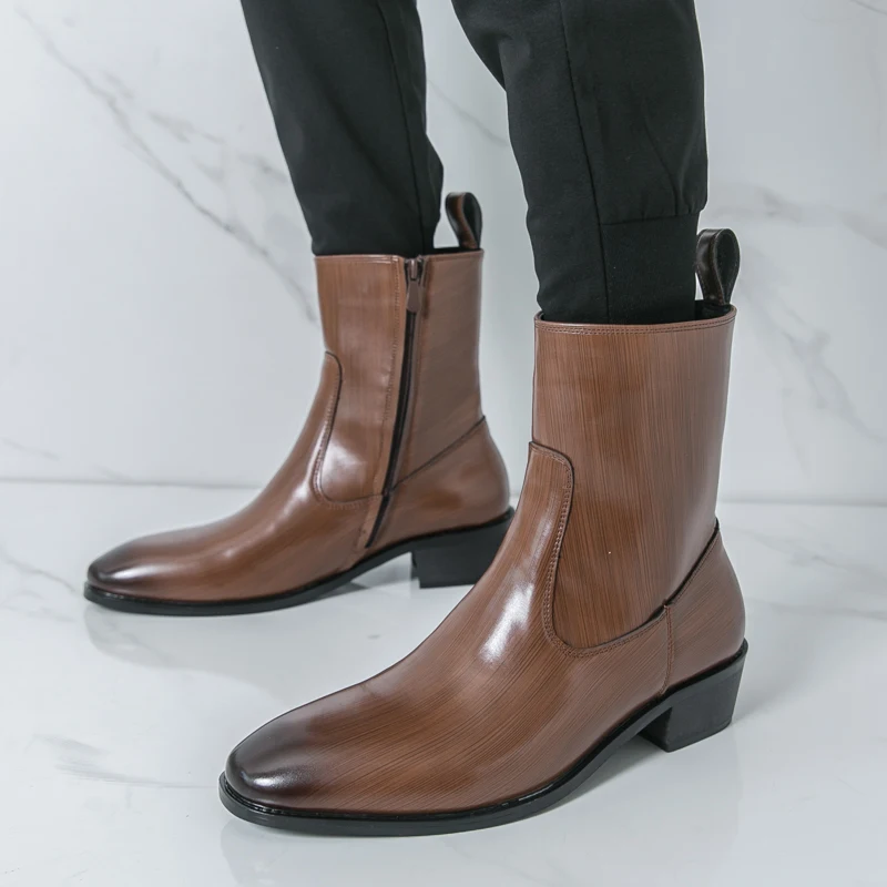 Mens Fashion Zapatos - クラシックで快適なアンクルブーツ、ボタスファッション、メンズカジュアルレザーチェルシーブーツ、新デザイン、ハイカットシューズ、ポインテッドトゥ、ビジネスシューズ
