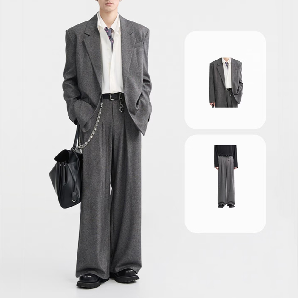Mens Fashion Dark Grey Pants - ファッションダークグレールーズメンズツーピーススーツノッチドラペルワンボタンブレザーパンツセットウェディングオフィスデイリー男性服