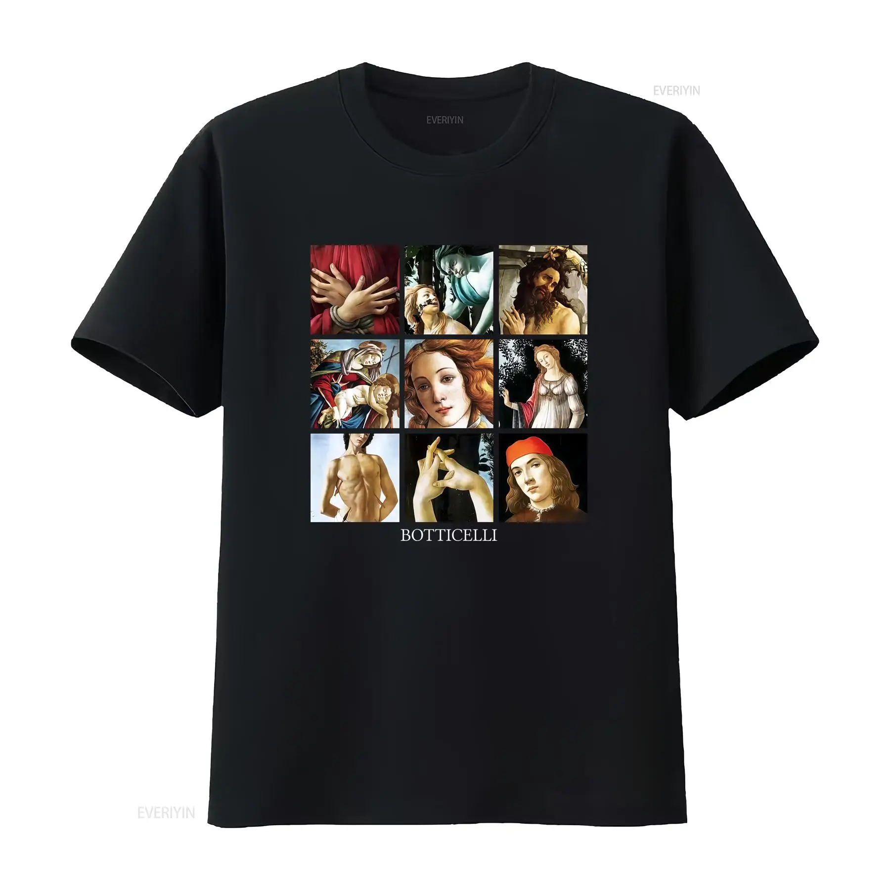 Men'S Fashion History - ボッティチェリ ディテール Tシャツ 美術史 ヴィンテージ ウォッシュ加工