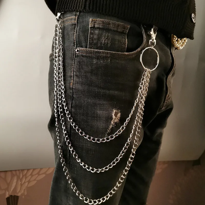 Men Fashion Rave - レイヤーメタルベルトチェーンパンクフックメタルウエストウォレットキーチェーンジュエリーヒップホップファッション男性女性用ジュエリーアクセサリー新作
