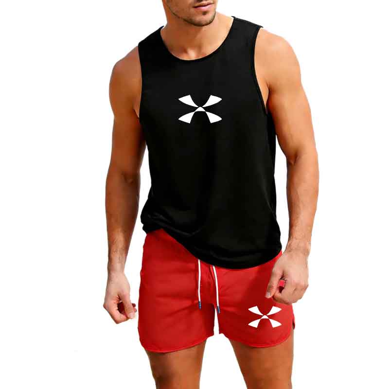 Men'S Fashion Trends - 屋外ジョギングスポーツウェアメンズベスト + ショーツ 2 ピース夏カジュアルファッショントレンドセットビーチサーフィンメンズスーツヨーロッパサイズ