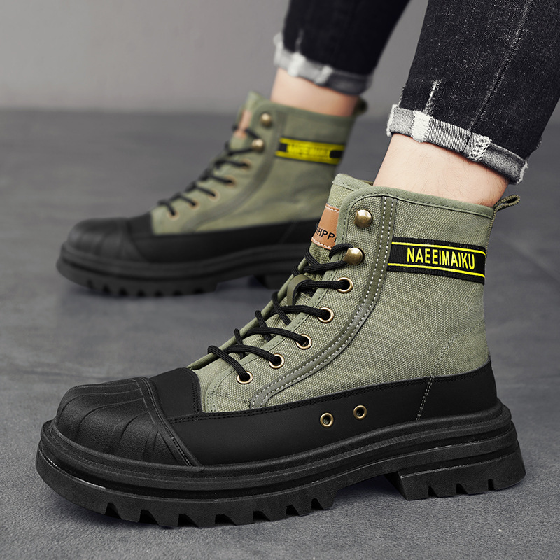Mens Fashion Zapatos - メンズキャンバスブーツ、ファッショナブルなハイカットカジュアルシューズ、快適で通気性のあるワークブーツ、男性用ハイエンドデザイナーアンクルブーツ、紳士靴