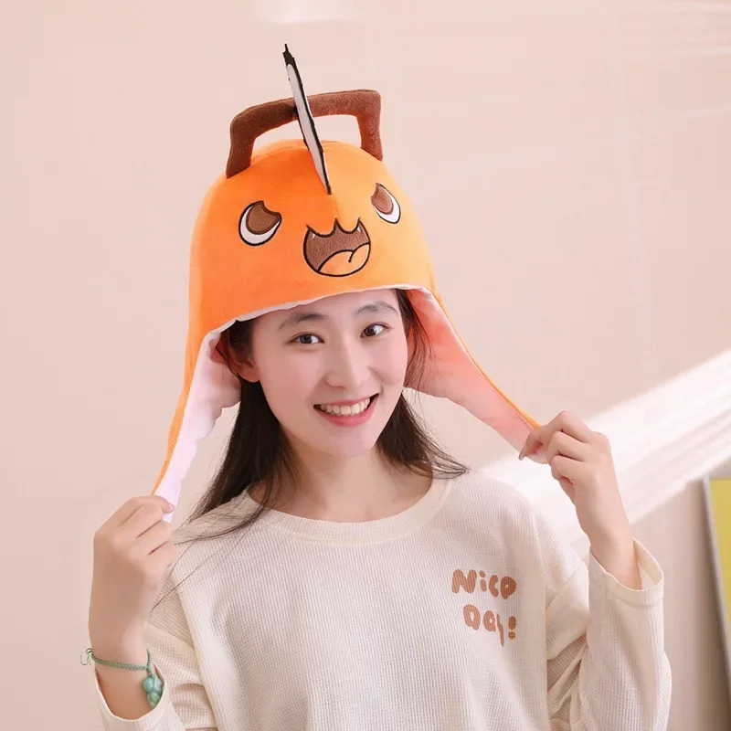 Mens Fashion Caps - アニメチェーンソーマンポチタコスプレぬいぐるみヘッドギアキャップ男性女性学生コスチュームファッション暖かい帽子写真小道具誕生日ギフトb