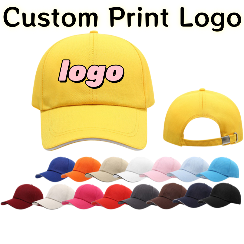 Mens Fashion Caps - カスタムプリントロゴ入り純綿メタルバックル6点セット斜め野球帽男女兼用ファッション多用途ダックタンハット