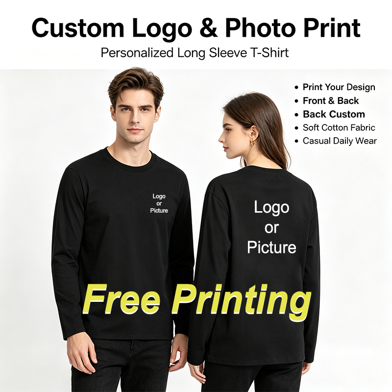 Mens Fashion Casual - カスタマイズされた綿長袖 Tシャツ男性ファッション人格プリントラウンドネック Tシャツ女性カジュアルデイリー Tシャツトップス Camiseta