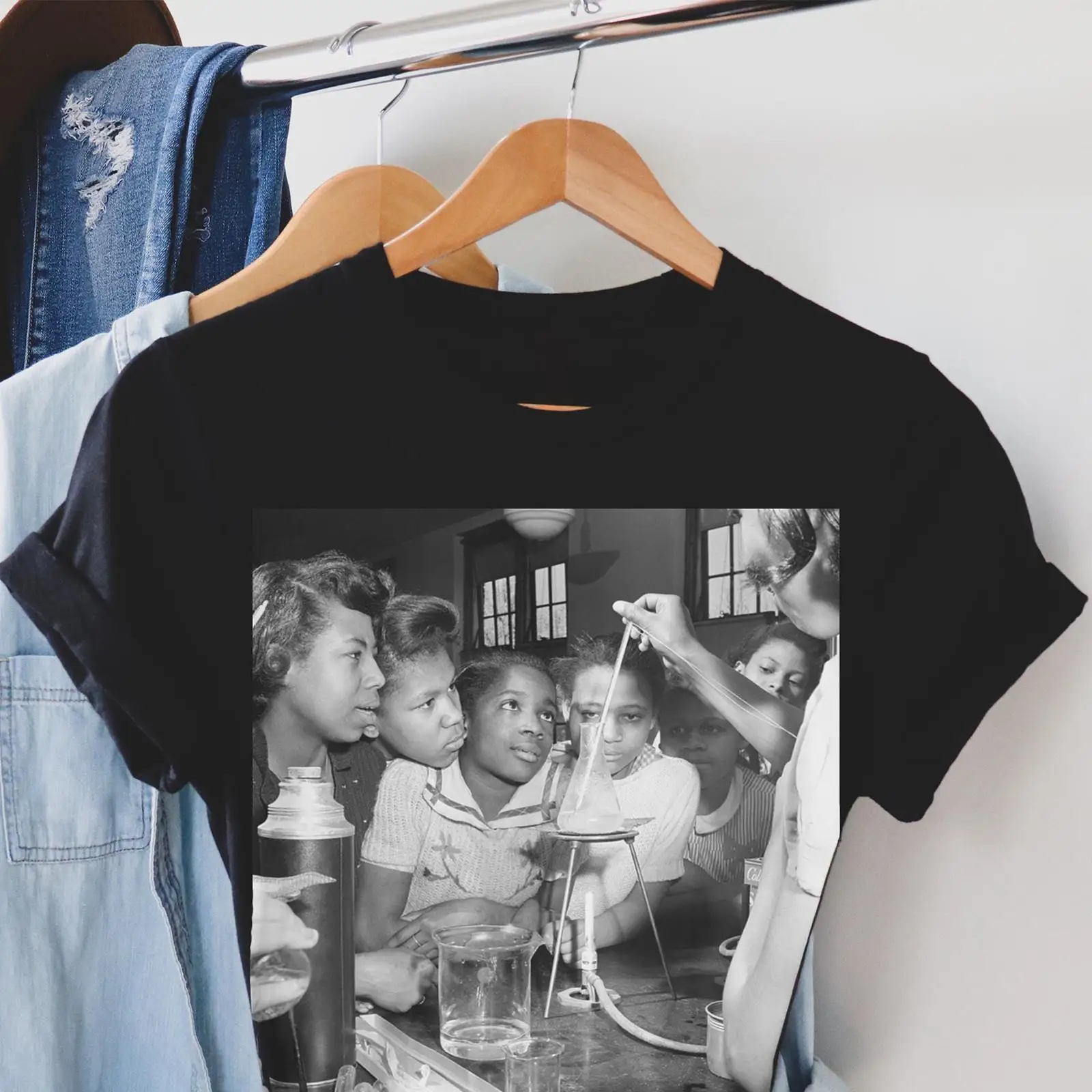 Men'S Fashion History - 黒人女子科学教室Tシャツ STEM歴史化学実験室スタイル ヴィンテージ ウォッシュドファッション ストリートウェア カジュアル