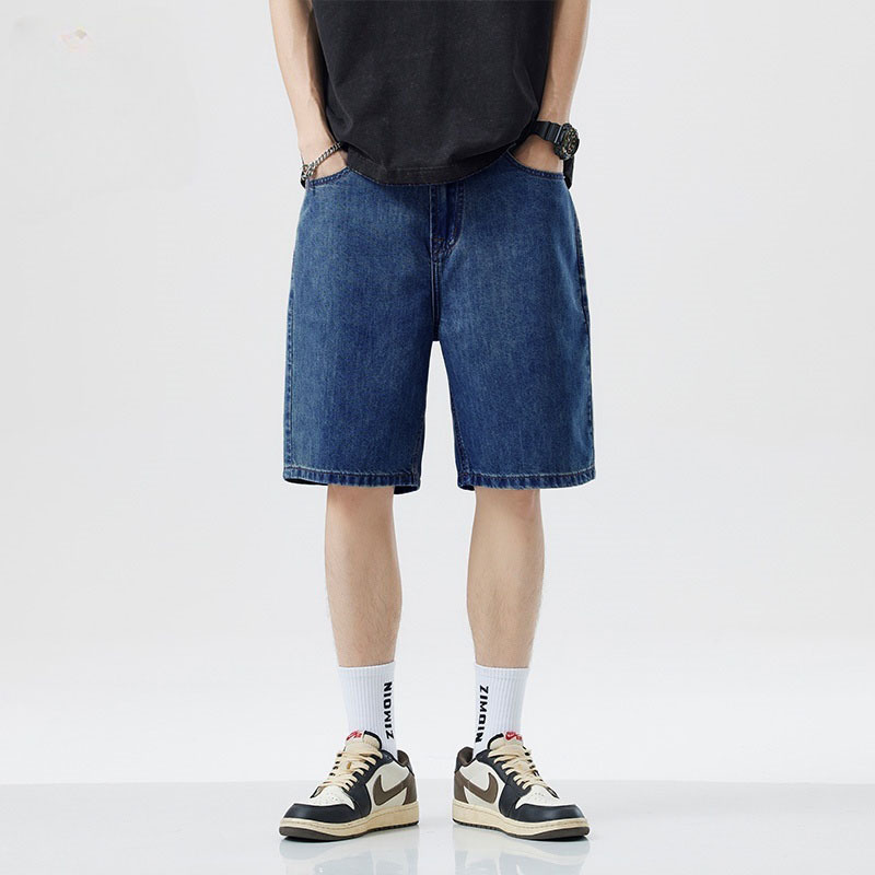 Men'S Fashion Jeans - 2025年ニューサマーショートジーンズメンズデニムパンツストレッチダークブルーファッショナブルなデザインメンズジーンズスリムストレート男性用ショートジーンズオンブレ