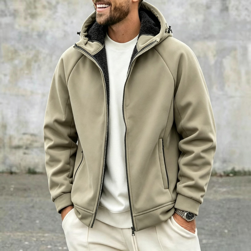 厚手のポーラーフリースジャケット メンズ フード付きウィンド - Sherpa Jacket Fleece のレビューと価格