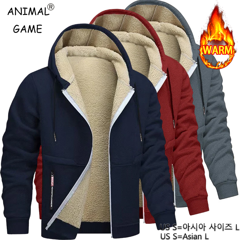 アニマルゲームメンズカジュアルフード付きメンズフリーススウェ - Sherpa Jacket Fleece のレビューと価格