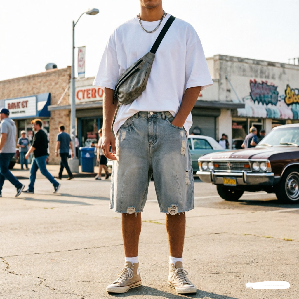 夏のメンズカジュアルジーンズショートパンツルーズミッドハイウ - Men'S Fashion Jeans のレビューと価格