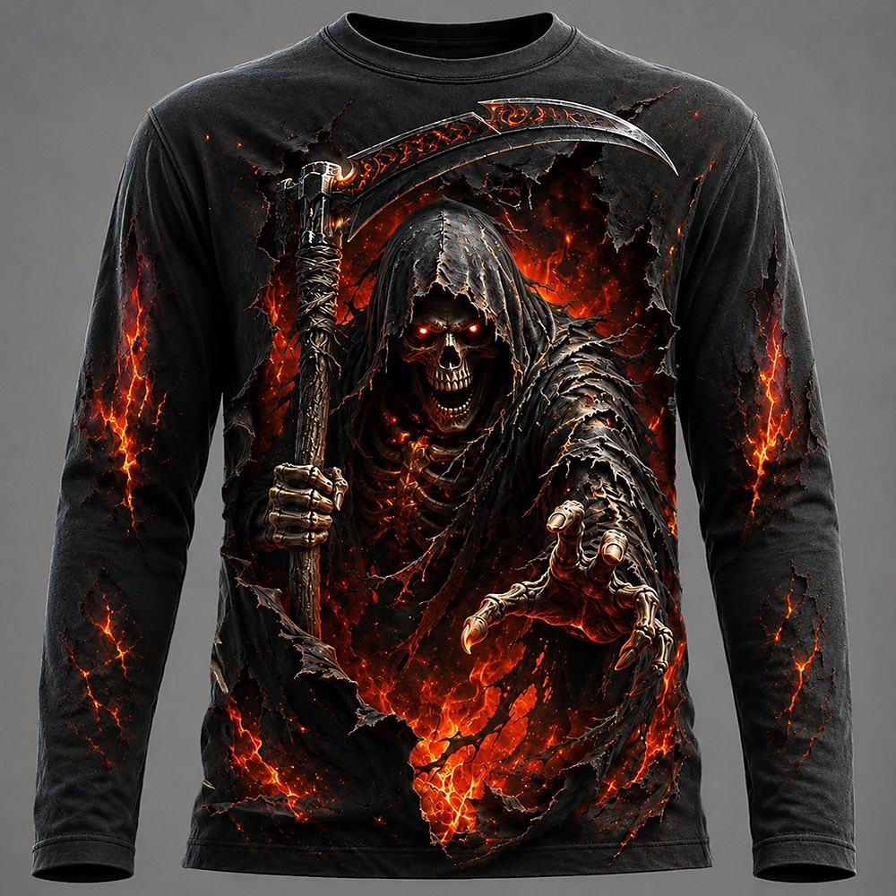 ハロウィン男性 3D グラフィックプリント長袖 Tシャツゴシ - Men'S Fashion Trends のレビューと価格