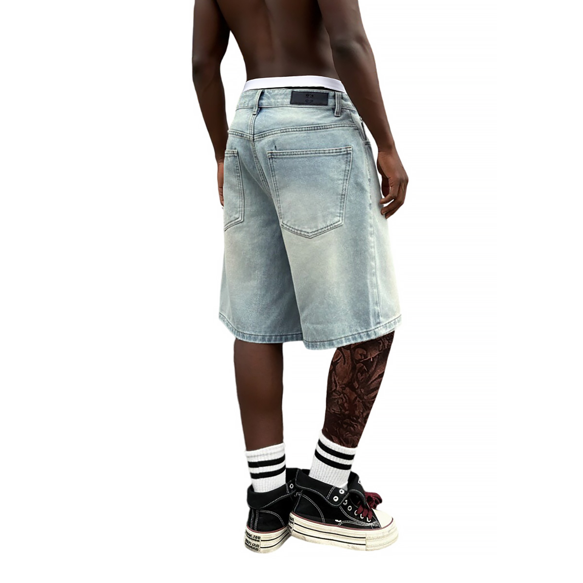 メタルバックル付きショートバギージーンズ メンズ サマー ス - Men'S Fashion Jeans のレビューと価格