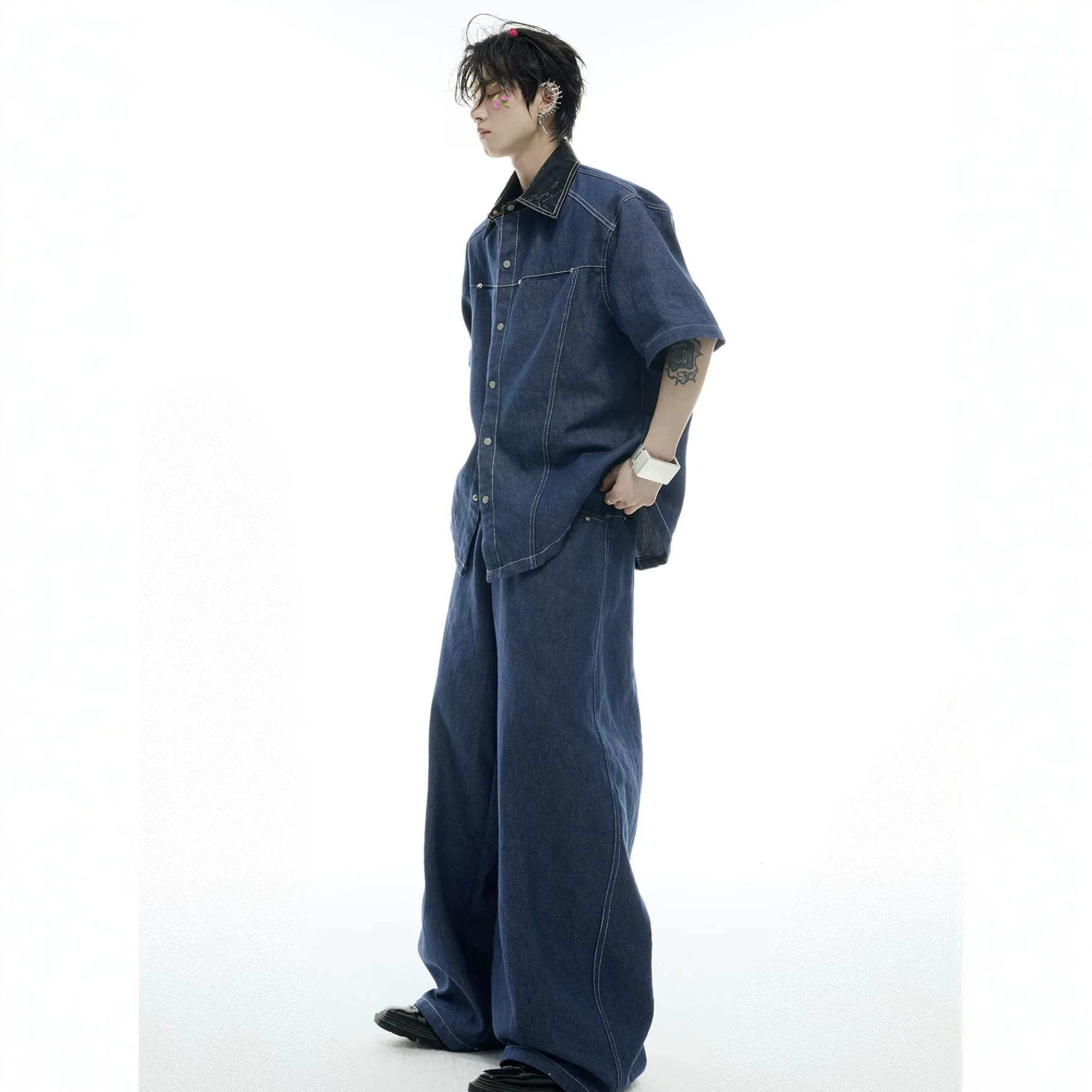 夏のメンズデニムマッチングセットアメリカンファッションハイス - Men'S Fashion Jeans のレビューと価格