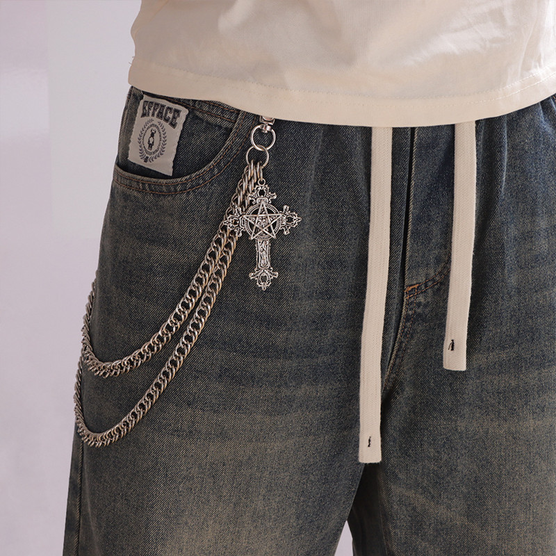 ファッションパンクメタルパンツチェーンヒップホップウエストチ - Men'S Fashion Jeans のレビューと価格