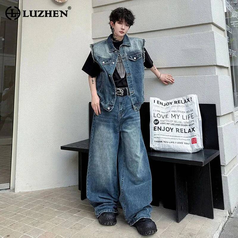 LUZHEN 2026 夏デニムツーピースセットメンズファッ - Men'S Fashion Jeans のレビューと価格