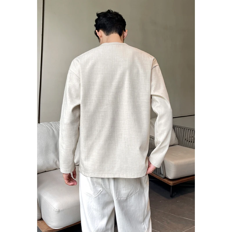 メンズカジュアルフェイクリネンヘンリーティー、長袖、3ボタン - Mens Fashion Casual のレビューと価格