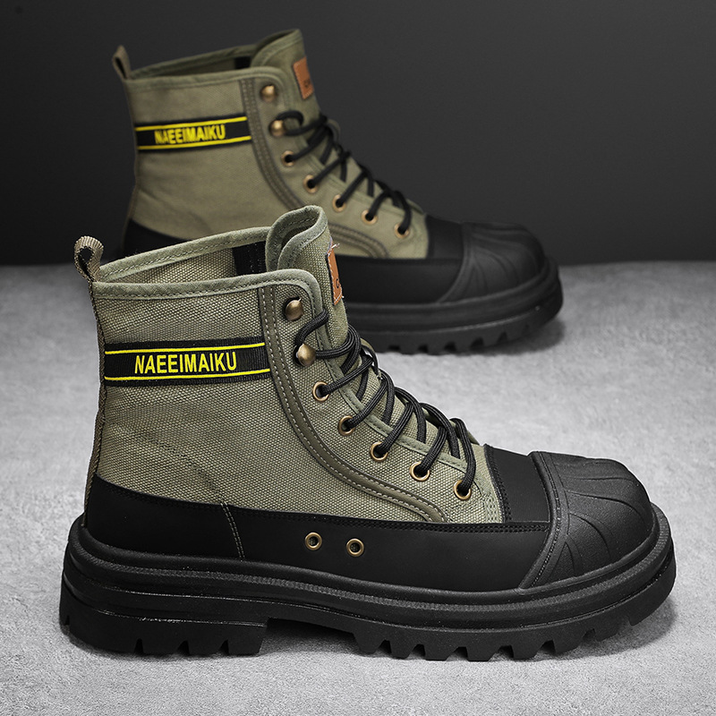 メンズキャンバスブーツ、ファッショナブルなハイカットカジュア - Mens Fashion Zapatos のレビューと価格