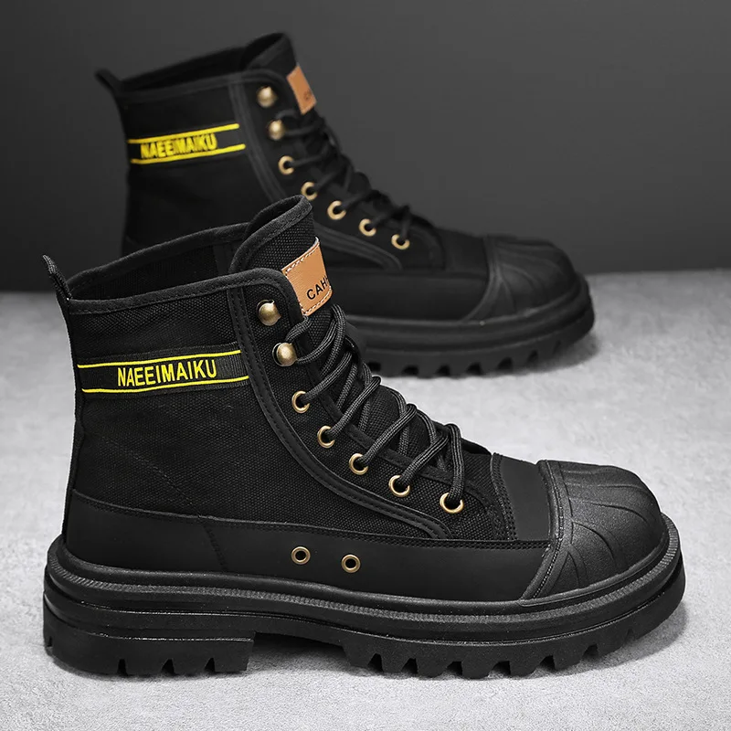 メンズキャンバスブーツ、ファッショナブルなハイカットカジュア - Mens Fashion Zapatos のレビューと価格