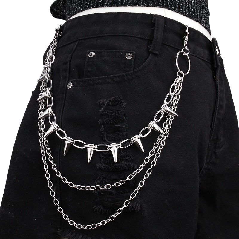 ヒップホップ パンクロック メタルパンツ ウエストチェーン  - Men'S Fashion Jeans のレビューと価格