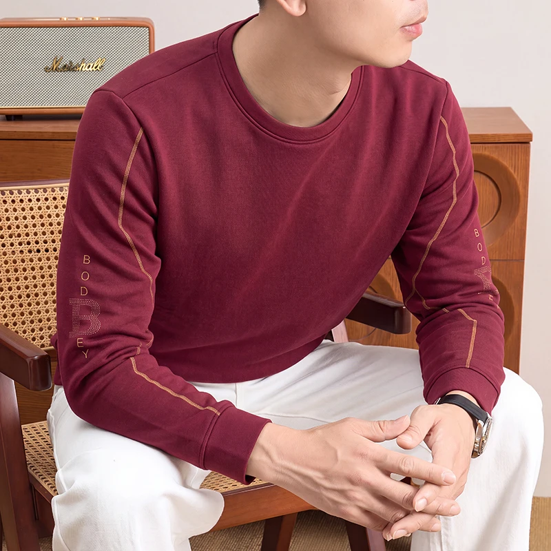 メンズデイリークルーネックスウェットシャツ、長袖、袖サイドに - Mens Fashion Casual のレビューと価格