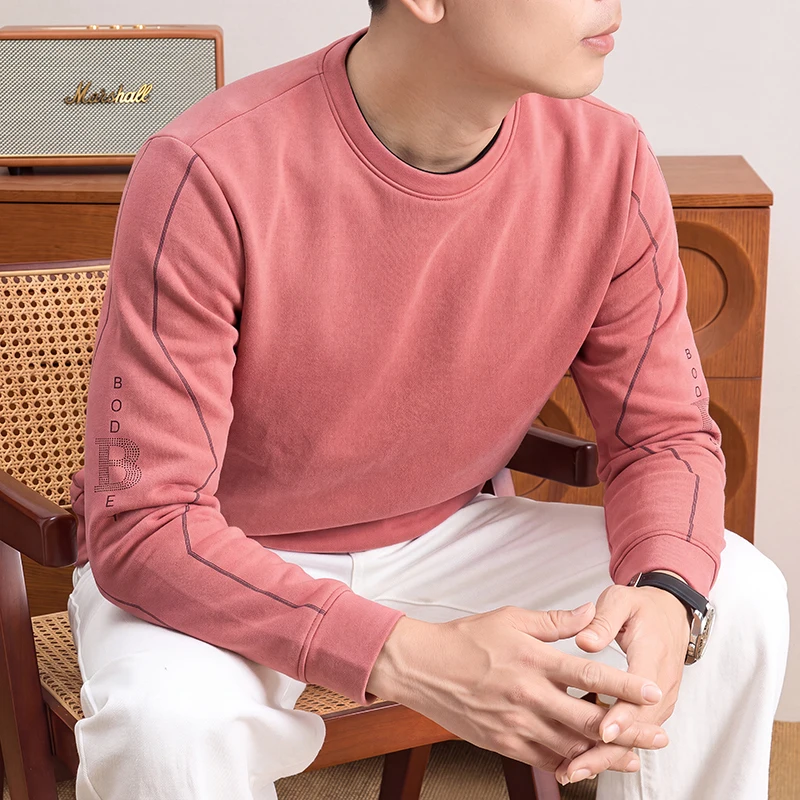 メンズデイリークルーネックスウェットシャツ、長袖、袖サイドに - Mens Fashion Casual のレビューと価格