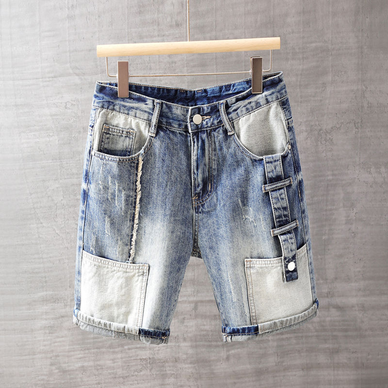 メンズショートジーンズパンツポケット付き洗濯ブルー男性デニム - Men'S Fashion Jeans のレビューと価格