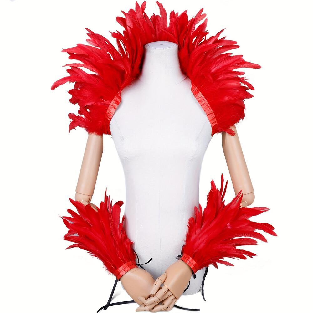 エレガントな赤い羽の女性のショールハロウィンパンクコスプレパ - Men Fashion Rave のレビューと価格