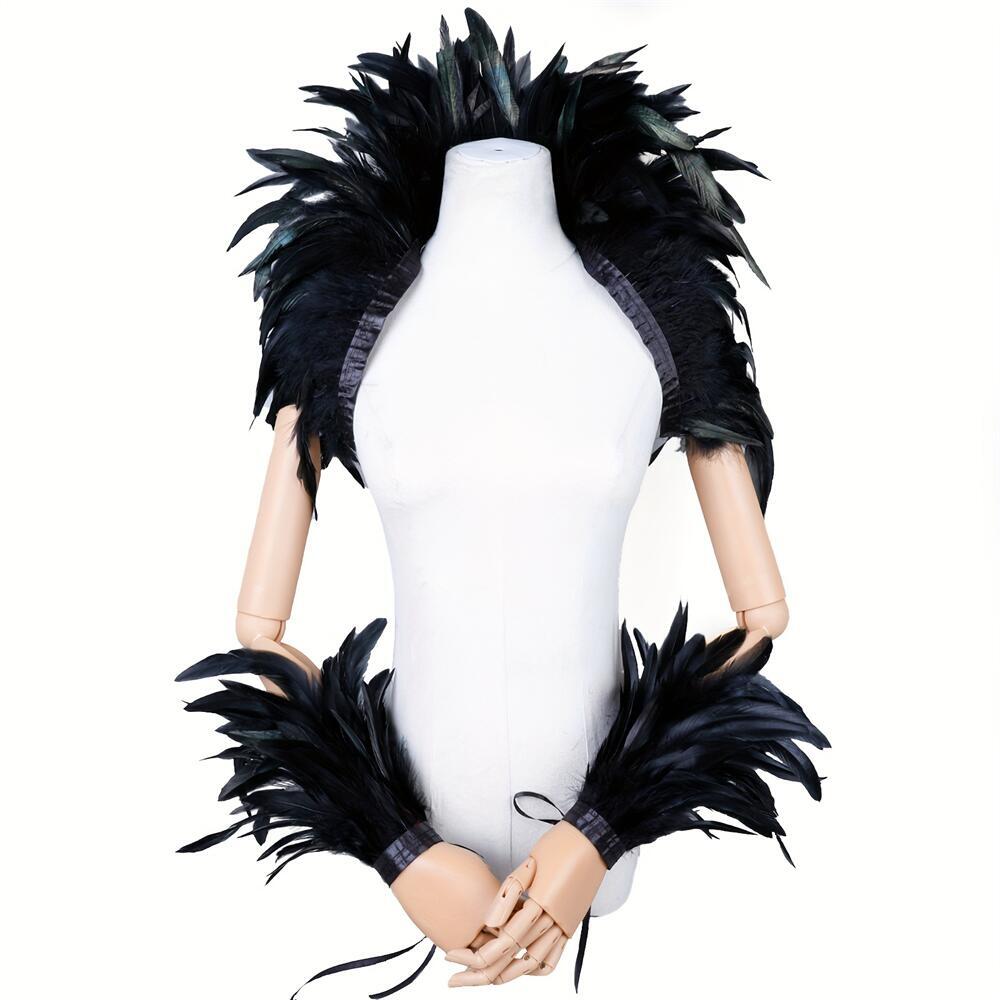 エレガントな赤い羽の女性のショールハロウィンパンクコスプレパ - Men Fashion Rave のレビューと価格