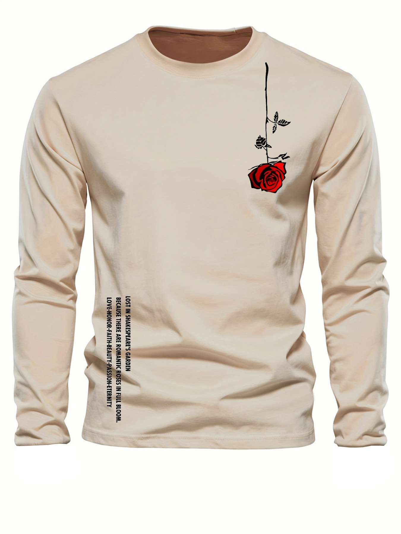 100% 純綿メンズ長袖ラウンドネックルーズカジュアルローズ - Men'S Fashion Trends のレビューと価格