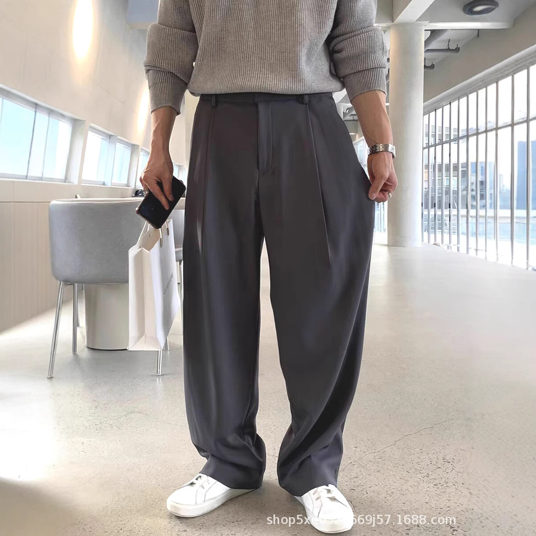 フレンチスタイルのファッションメンズブラックダークグレーカジ - Mens Fashion Dark Grey Pants のレビューと価格