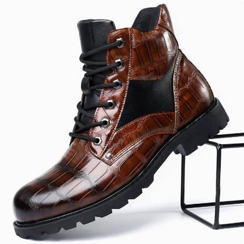 ブランド男性ブーツグリッドパターンスクエアヒール男性アンクル - Mens Fashion Zapatos のレビューと価格