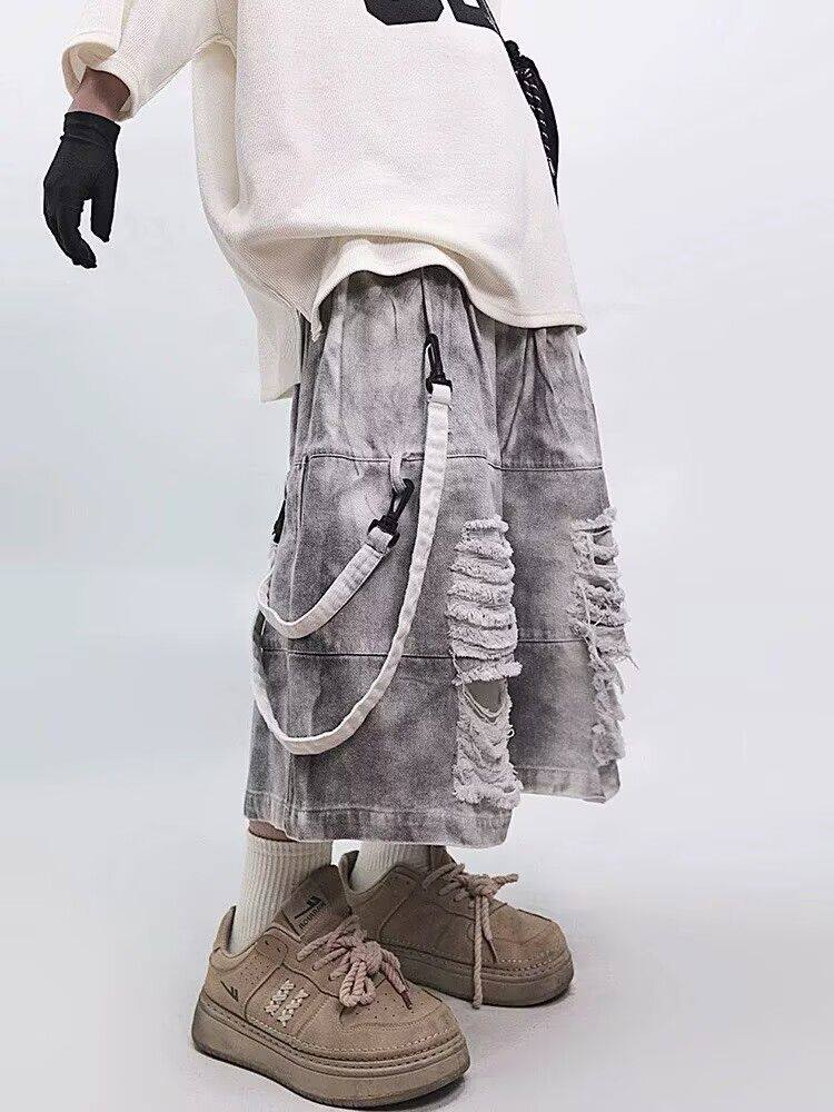 レトロヒップホップメンズリップドジーンズ夏アメリカンカジュア - Men'S Fashion Jeans のレビューと価格