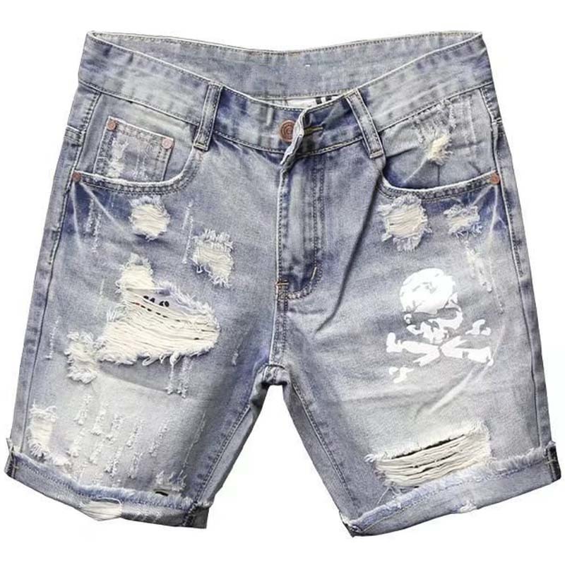 メンズの穴のある伸縮性のあるサマージーンズ,フィットしたファ - Men'S Fashion Jeans のレビューと価格