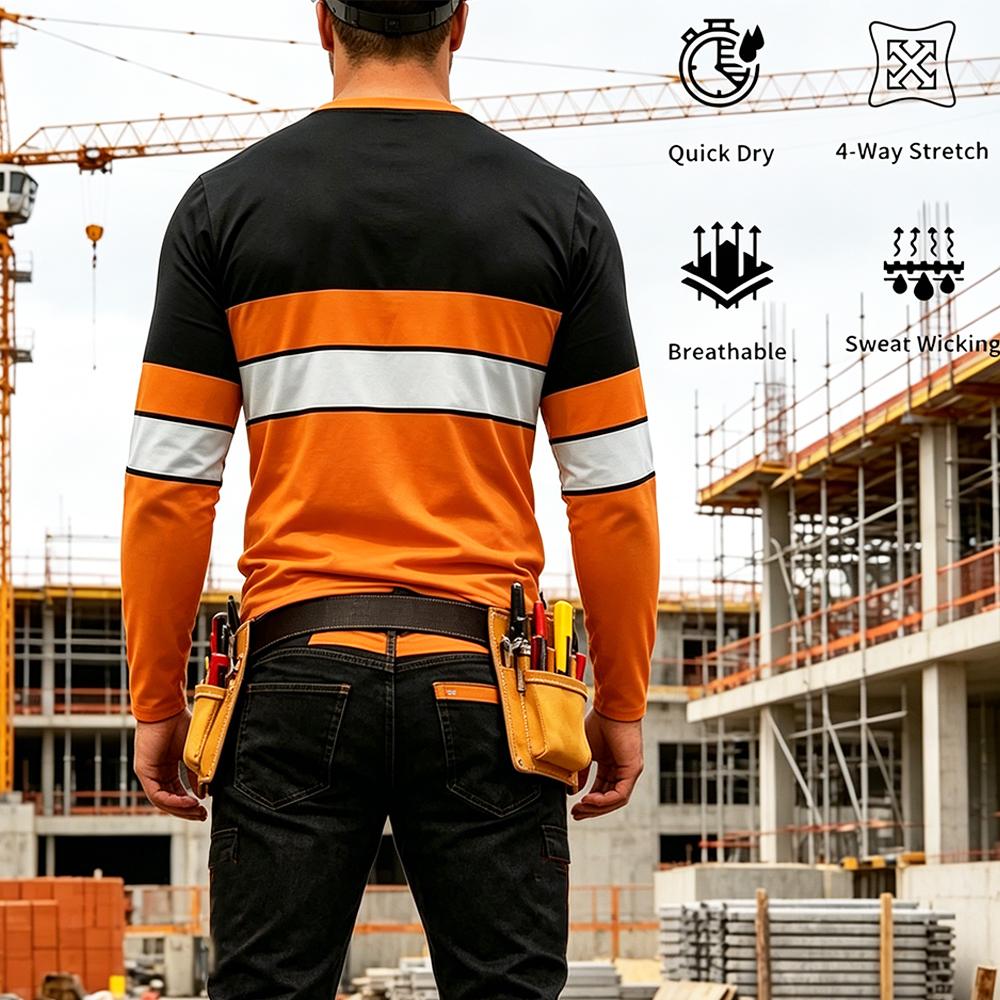 秋の高品質明るい色のストライプ作業服メンズ長袖 Tシャツ通気 - Men'S Fashion Trends のレビューと価格