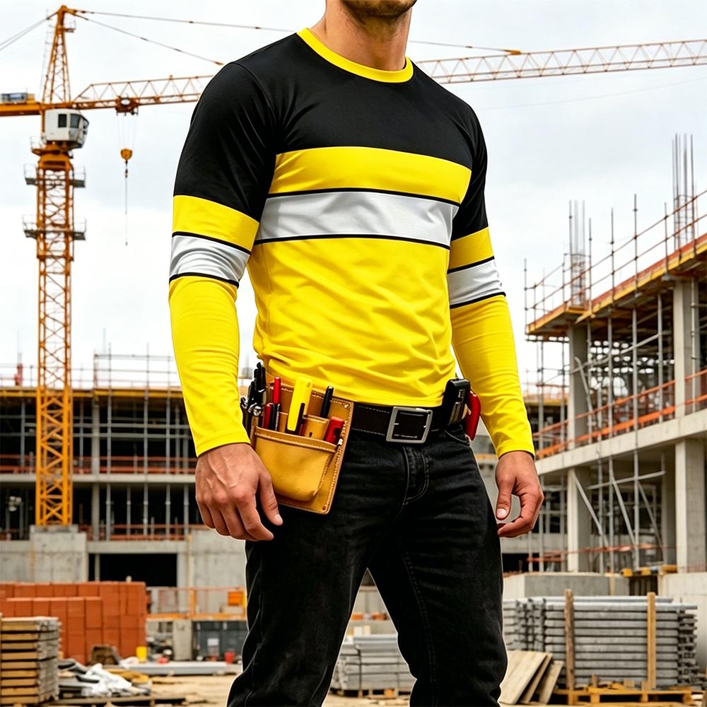 秋の高品質明るい色のストライプ作業服メンズ長袖 Tシャツ通気 - Men'S Fashion Trends のレビューと価格